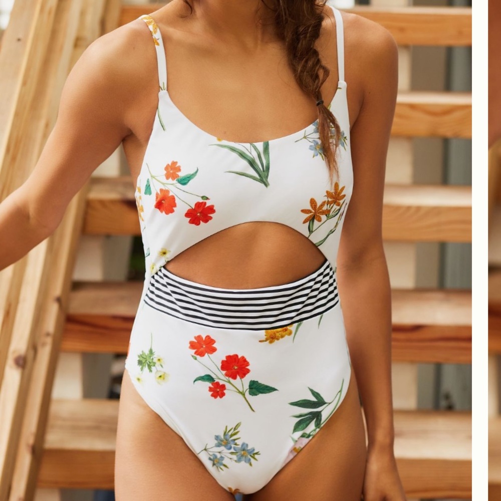 Anthropologie floral cut out one piece swimsuit